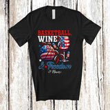 MacnyStore - Personalized Custom Name Basketball Wine Freedom; Joyful 4th of July Drinking Player; Patriotic T-Shirt