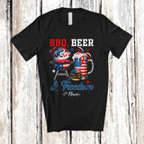 MacnyStore - Personalized Custom Name Bbq Beer Freedom; Joyful 4th of July Drinking Grill Lover; Patriotic T-Shirt