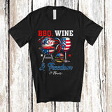 MacnyStore - Personalized Custom Name Bbq Wine Freedom; Joyful 4th of July Drinking Grill Lover; Patriotic T-Shirt