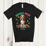MacnyStore - Personalized Custom Name Beagle Mom; Amusing Mother's Day Flowers Paws; Family T-Shirt