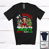 MacnyStore - Personalized Custom Name Beagle Stolen My Christmas Pajama Shirt; Cool X-mas Tree Snow T-Shirt