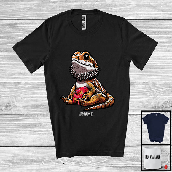 MacnyStore - Personalized Custom Name Bearded Dragon Holding Donut, Adorable Bearded Dragon Chef, Food T-Shirt