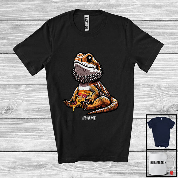 MacnyStore - Personalized Custom Name Bearded Dragon Holding Pizza, Adorable Bearded Dragon Chef, Food T-Shirt