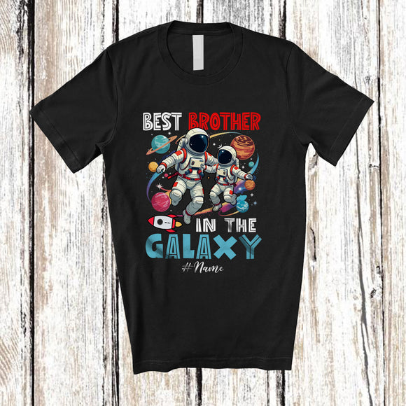 MacnyStore - Personalized Custom Name Best Brother in the Galaxy; Amazing Father's Day Astronaut Space T-Shirt