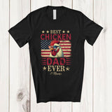 MacnyStore - Personalized Custom Name Best Chicken Dad Ever; Joyful 4th Of July Father's Day US Flag; Patriotic T-Shirt