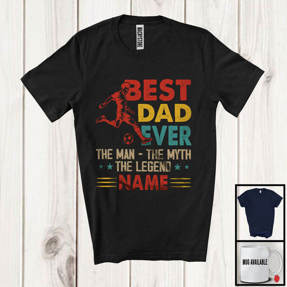 MacnyStore - Personalized Custom Name Best Dad Ever Man Myth Legend, Happy Father's Day Soccer Vintage T-Shirt