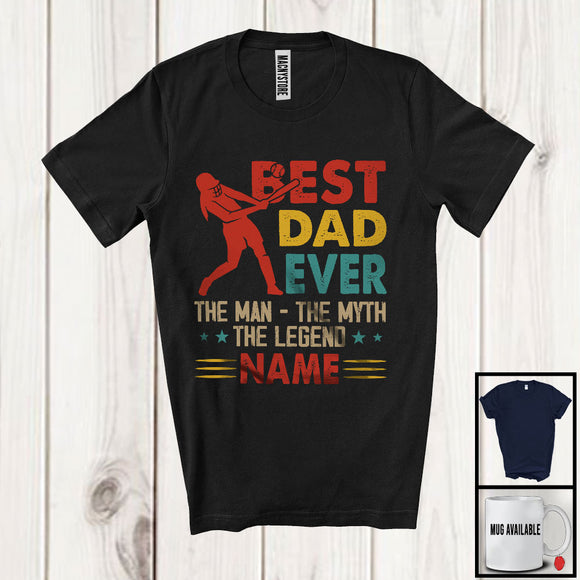 MacnyStore - Personalized Custom Name Best Dad Ever Man Myth Legend, Happy Father's Day Softball Vintage T-Shirt