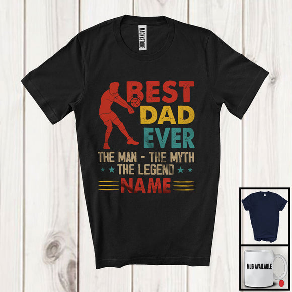 MacnyStore - Personalized Custom Name Best Dad Ever Man Myth Legend, Happy Father's Day Volleyball Vintage T-Shirt