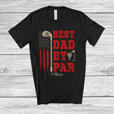 MacnyStore - Personalized Custom Name Best Dad by Par; Amusing Father's Day US Flag Golf; Patriotic Family T-Shirt