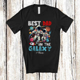 MacnyStore - Personalized Custom Name Best Dad in the Galaxy; Amazing Father's Day Astronaut Space T-Shirt