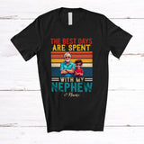 MacnyStore - Personalized Custom Name Best Days Spent With My Nephew; Proud Father's Day Vintage Retro T-Shirt