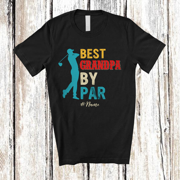 MacnyStore - Personalized Custom Name Best Grandpa By Par; Joyful Father's Day Grandpa Playing Golf Player T-Shirt