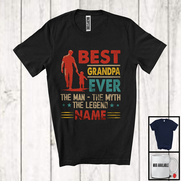 MacnyStore - Personalized Custom Name Best Grandpa Ever Man Myth Legend, Happy Father's Day Son, Vintage T-Shirt