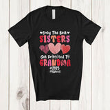 MacnyStore - Personalized Custom Name Best Sisters Promoted To Grandma 2025; Happy Mother's Day Hearts T-Shirt