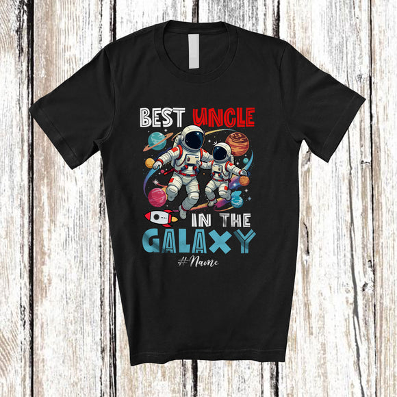MacnyStore - Personalized Custom Name Best Uncle in the Galaxy; Amazing Father's Day Astronaut Space T-Shirt