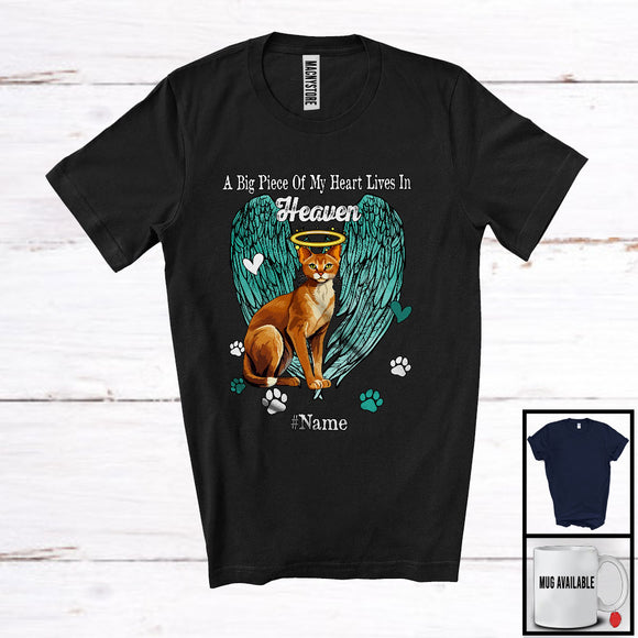 MacnyStore - Personalized Custom Name Big Piece Of Heart In Heaven, Lovely Memories Abyssinian Lover T-Shirt