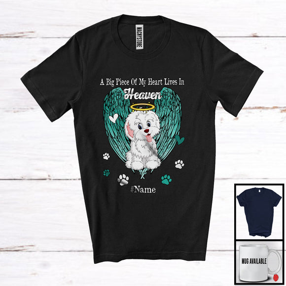 MacnyStore - Personalized Custom Name Big Piece Of Heart In Heaven, Lovely Memories Bichon Frise Lover T-Shirt