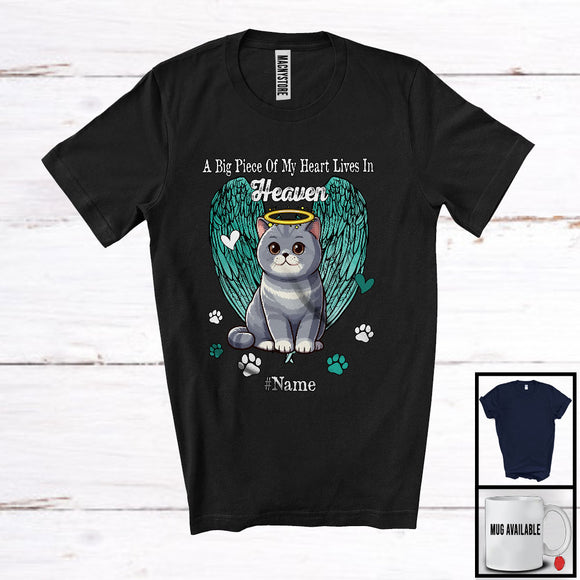 MacnyStore - Personalized Custom Name Big Piece Of Heart In Heaven, Lovely Memories British Shorthair Lover T-Shirt