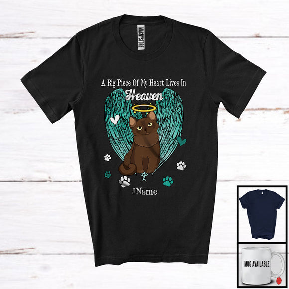 MacnyStore - Personalized Custom Name Big Piece Of Heart In Heaven, Lovely Memories Burmese Cat Lover T-Shirt