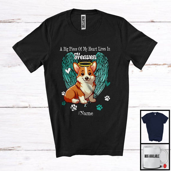 MacnyStore - Personalized Custom Name Big Piece Of Heart In Heaven, Lovely Memories Corgi Lover T-Shirt