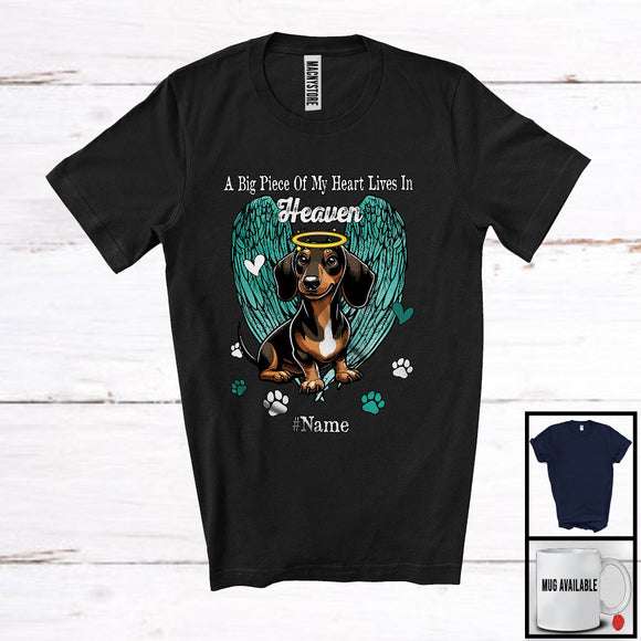 MacnyStore - Personalized Custom Name Big Piece Of Heart In Heaven, Lovely Memories Dachshund Lover T-Shirt