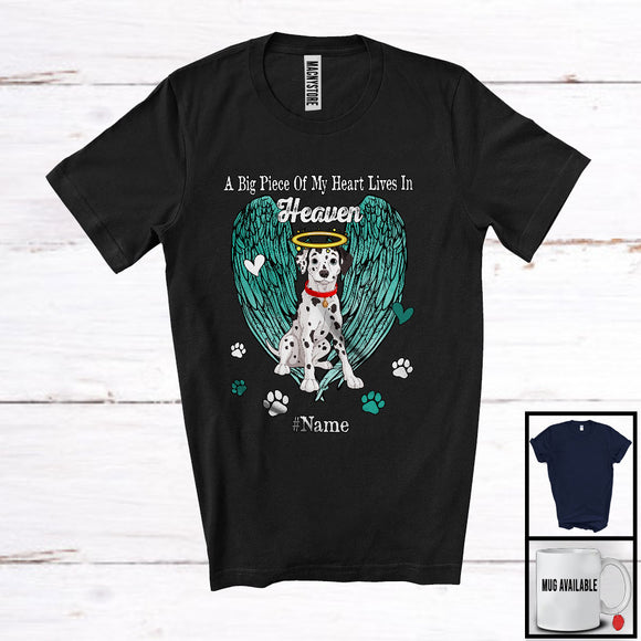 MacnyStore - Personalized Custom Name Big Piece Of Heart In Heaven, Lovely Memories Dalmatian Lover T-Shirt
