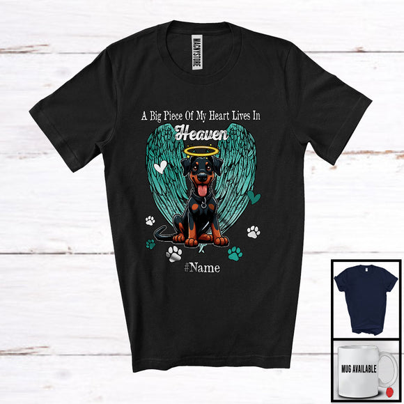 MacnyStore - Personalized Custom Name Big Piece Of Heart In Heaven, Lovely Memories Doberman Lover T-Shirt