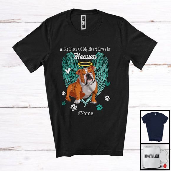 MacnyStore - Personalized Custom Name Big Piece Of Heart In Heaven, Lovely Memories English Bulldog Lover T-Shirt