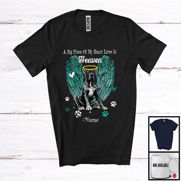 MacnyStore - Personalized Custom Name Big Piece Of Heart In Heaven, Lovely Memories Great Dane Lover T-Shirt