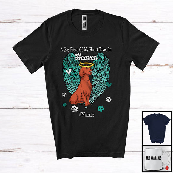 MacnyStore - Personalized Custom Name Big Piece Of Heart In Heaven, Lovely Memories Irish Setter Lover T-Shirt