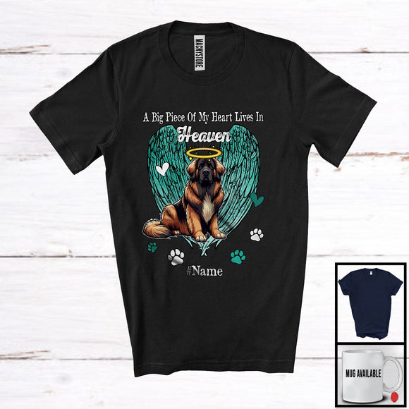 MacnyStore - Personalized Custom Name Big Piece Of Heart In Heaven, Lovely Memories Leonberger Lover T-Shirt