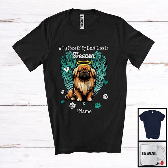 MacnyStore - Personalized Custom Name Big Piece Of Heart In Heaven, Lovely Memories Pekingese Lover T-Shirt