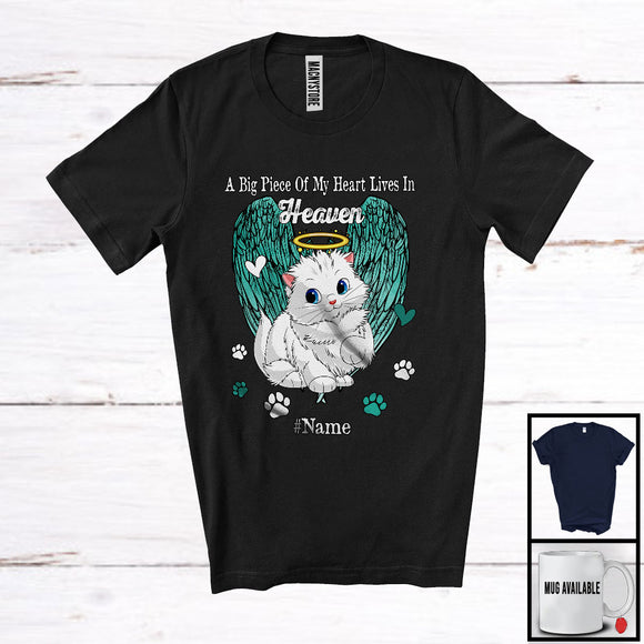 MacnyStore - Personalized Custom Name Big Piece Of Heart In Heaven, Lovely Memories Persian Cat Lover T-Shirt