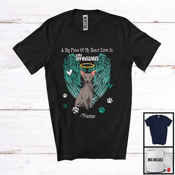 MacnyStore - Personalized Custom Name Big Piece Of Heart In Heaven, Lovely Memories Peterbald Lover T-Shirt