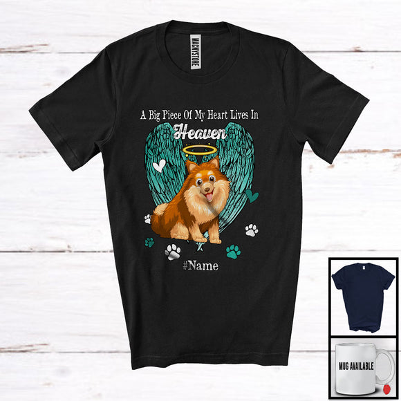 MacnyStore - Personalized Custom Name Big Piece Of Heart In Heaven, Lovely Memories Pomeranian Lover T-Shirt