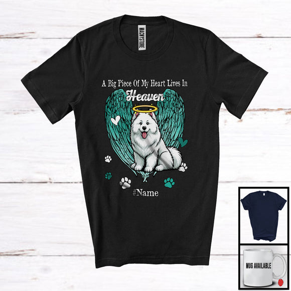MacnyStore - Personalized Custom Name Big Piece Of Heart In Heaven, Lovely Memories Samoyed Lover T-Shirt