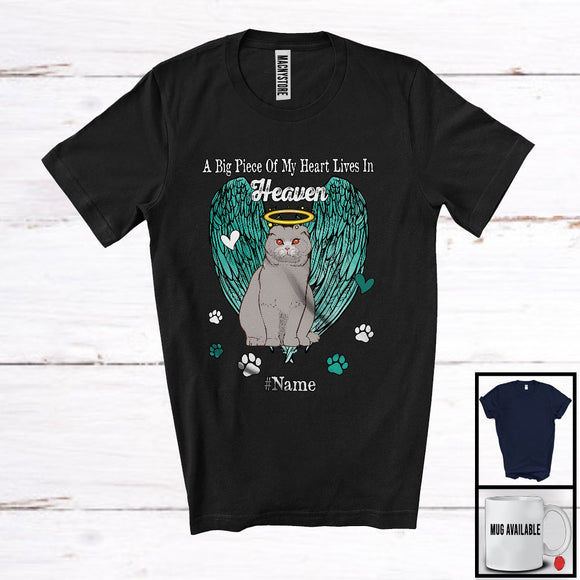 MacnyStore - Personalized Custom Name Big Piece Of Heart In Heaven, Lovely Memories Scottish Fold Lover T-Shirt