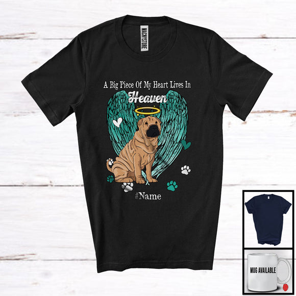 MacnyStore - Personalized Custom Name Big Piece Of Heart In Heaven, Lovely Memories Shar Pei Lover T-Shirt