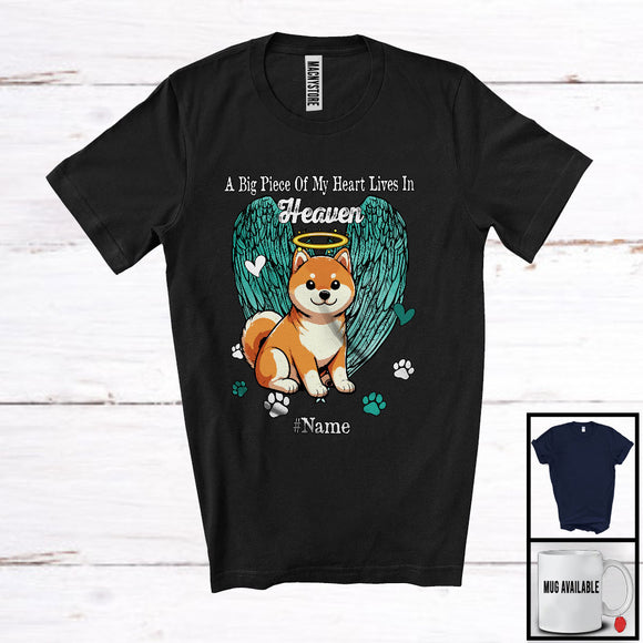MacnyStore - Personalized Custom Name Big Piece Of Heart In Heaven, Lovely Memories Shiba Inu Lover T-Shirt