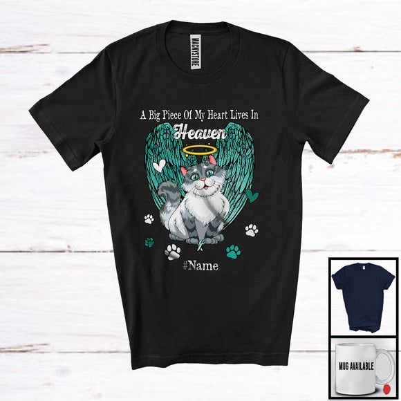 MacnyStore - Personalized Custom Name Big Piece Of Heart In Heaven, Lovely Memories Siberian Cat Lover T-Shirt