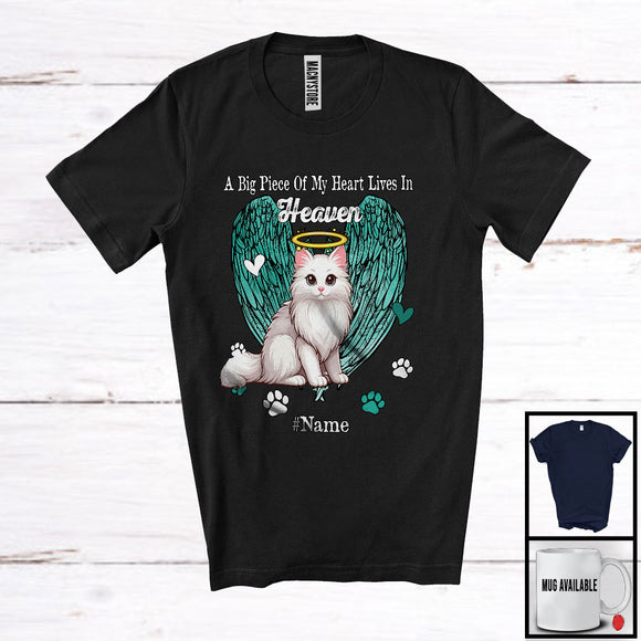 MacnyStore - Personalized Custom Name Big Piece Of Heart In Heaven, Lovely Memories Turkish Angora Lover T-Shirt