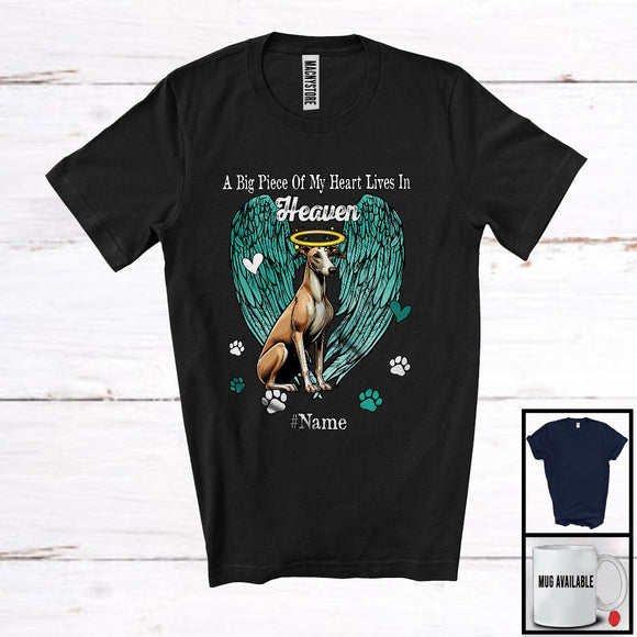 MacnyStore - Personalized Custom Name Big Piece Of Heart In Heaven, Lovely Memories Whippet Lover T-Shirt