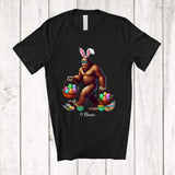MacnyStore - Personalized Custom Name Bigfoot Bunny With Egg Basket; Humorous Easter Eggs Hunting T-Shirt