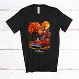 MacnyStore - Personalized Custom Name Bigfoot Taking Turkey On Pickup Truck; Happy Thanksgiving Fall Tree T-Shirt