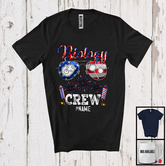 MacnyStore - Personalized Custom Name Biology Crew, Joyful 4th Of July USA Sunglasses, Careers Patriotic T-Shirt