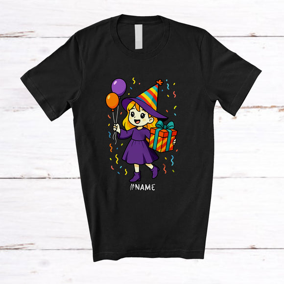 MacnyStore - Personalized Custom Name Birthday Party Witch; Adorable Halloween Costume Family Group T-Shirt