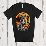 MacnyStore - Personalized Custom Name Black Pit Bull; Horror Halloween Moon Pit Bull Owner Pumpkin; Family T-Shirt