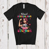 MacnyStore - Personalized Custom Name Blessed Strong Mom Stepmom; Joyful Mother's Day Flowers Floral; Family T-Shirt