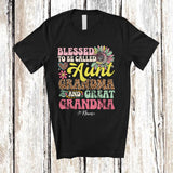 MacnyStore - Personalized Custom Name Blessed To Be Called Aunt Great Grandma; Proud Mother's Day Leopard Flower T-Shirt