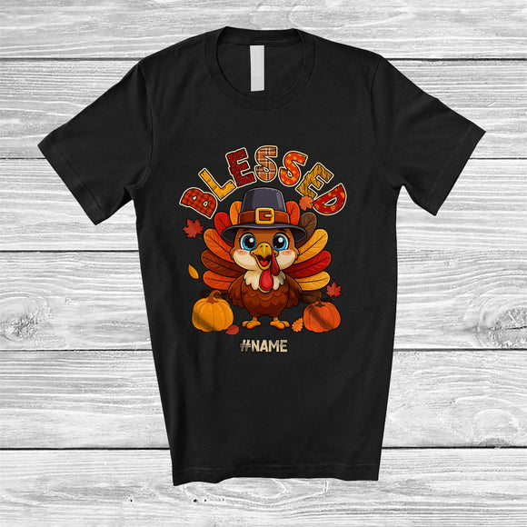 MacnyStore - Personalized Custom Name Blessed With Turkey; Awesome Thanksgiving Turkey Plaid Leopard T-Shirt
